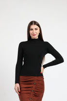 كيتشن بلوفر ضيق مضلع برقبة كم طويل نسائي