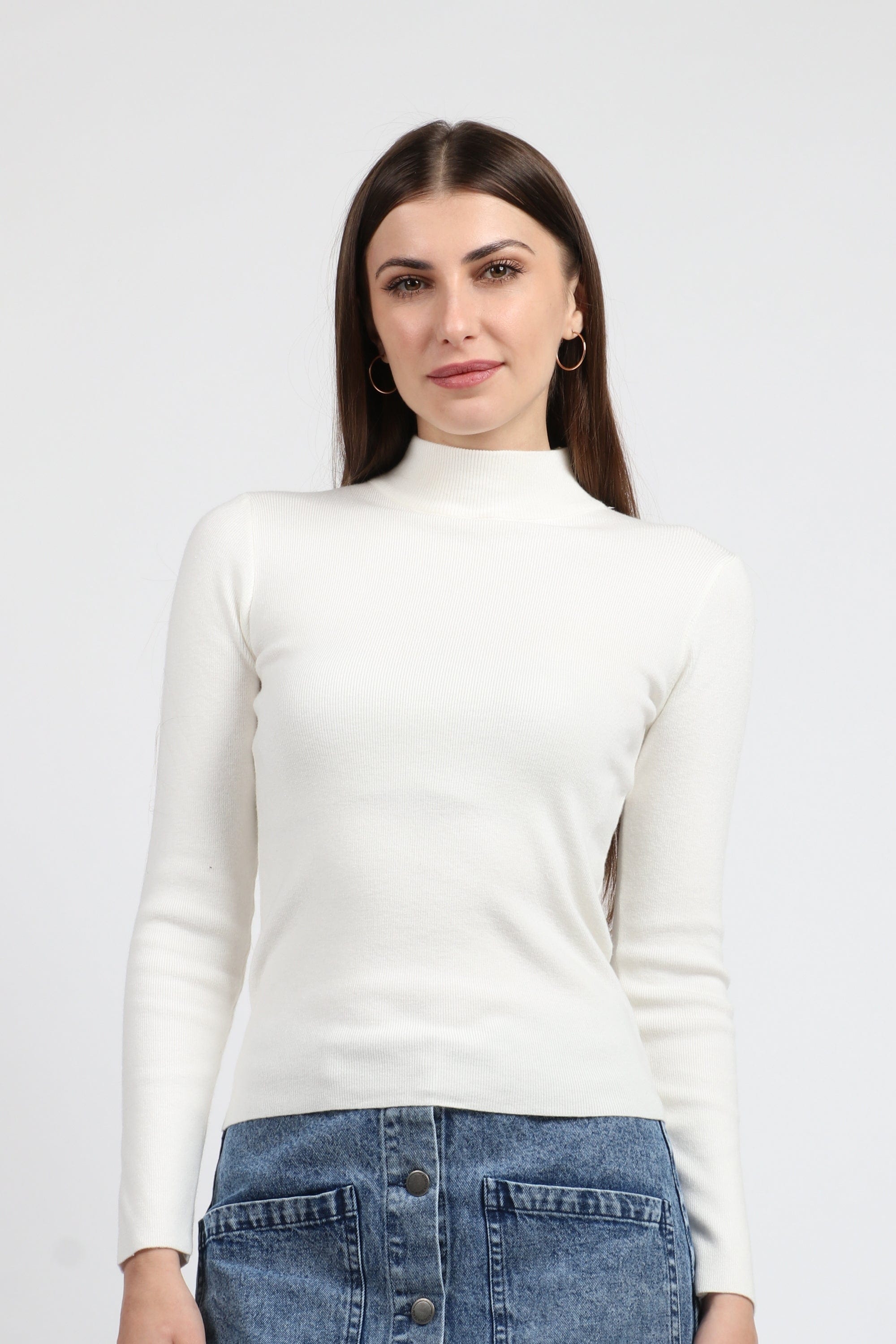 كيتشن بلوفر ضيق مضلع برقبة كم طويل نسائي