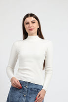 كيتشن بلوفر ضيق مضلع برقبة كم طويل نسائي