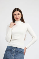 كيتشن بلوفر ضيق مضلع برقبة كم طويل نسائي