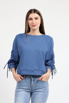 كيتشن بلوزة قطنية بكم طويل بربطات من الاكمام نسائي