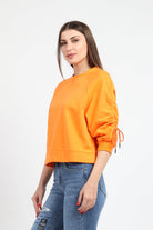 كيتشن بلوزة قطنية بكم طويل بربطات من الاكمام نسائي