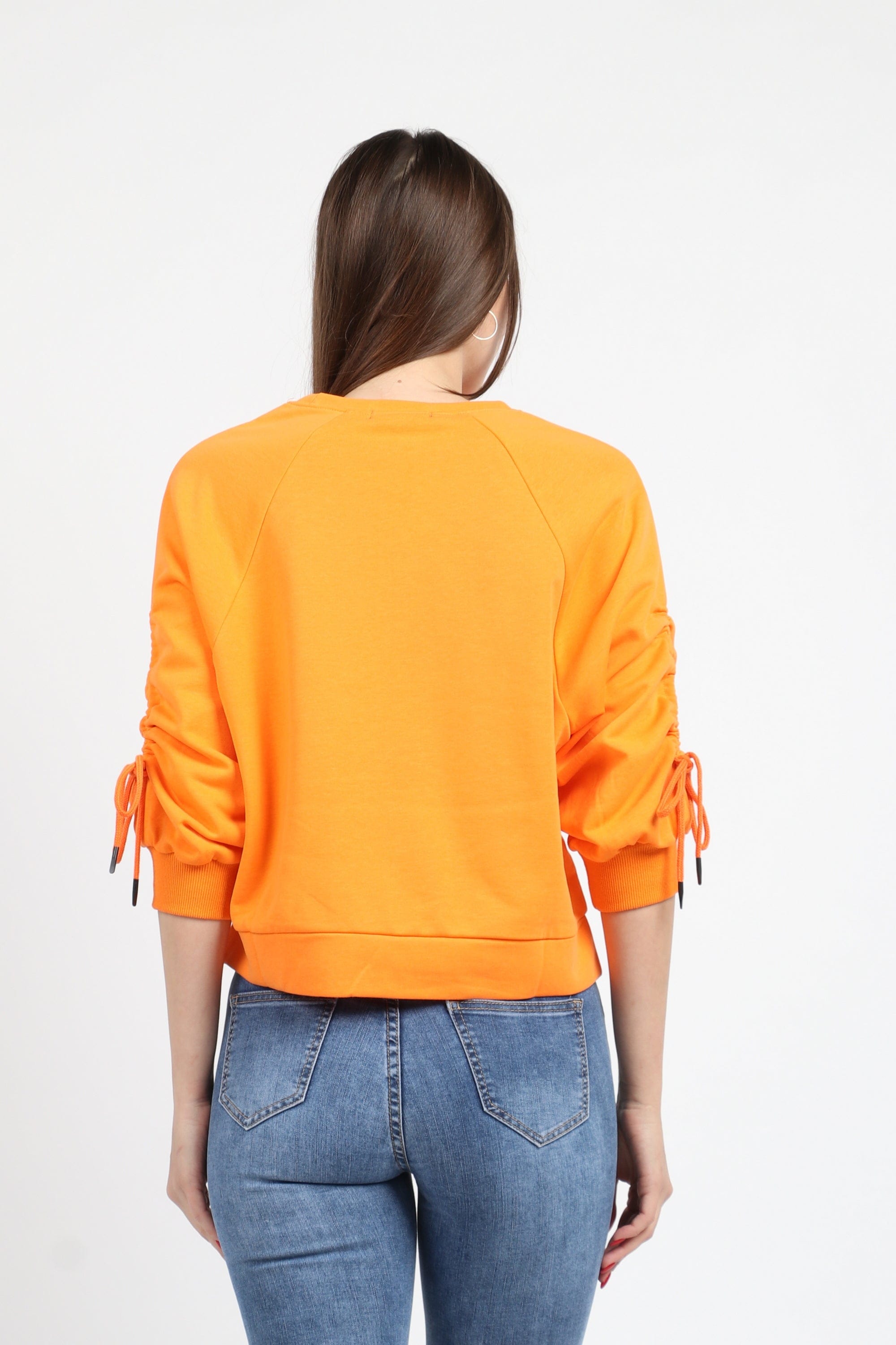 كيتشن بلوزة قطنية بكم طويل بربطات من الاكمام نسائي