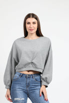 كيتشن بلوزة أوفر سايز قصيرة بكم طويل نسائي