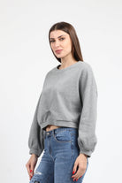 كيتشن بلوزة أوفر سايز قصيرة بكم طويل نسائي