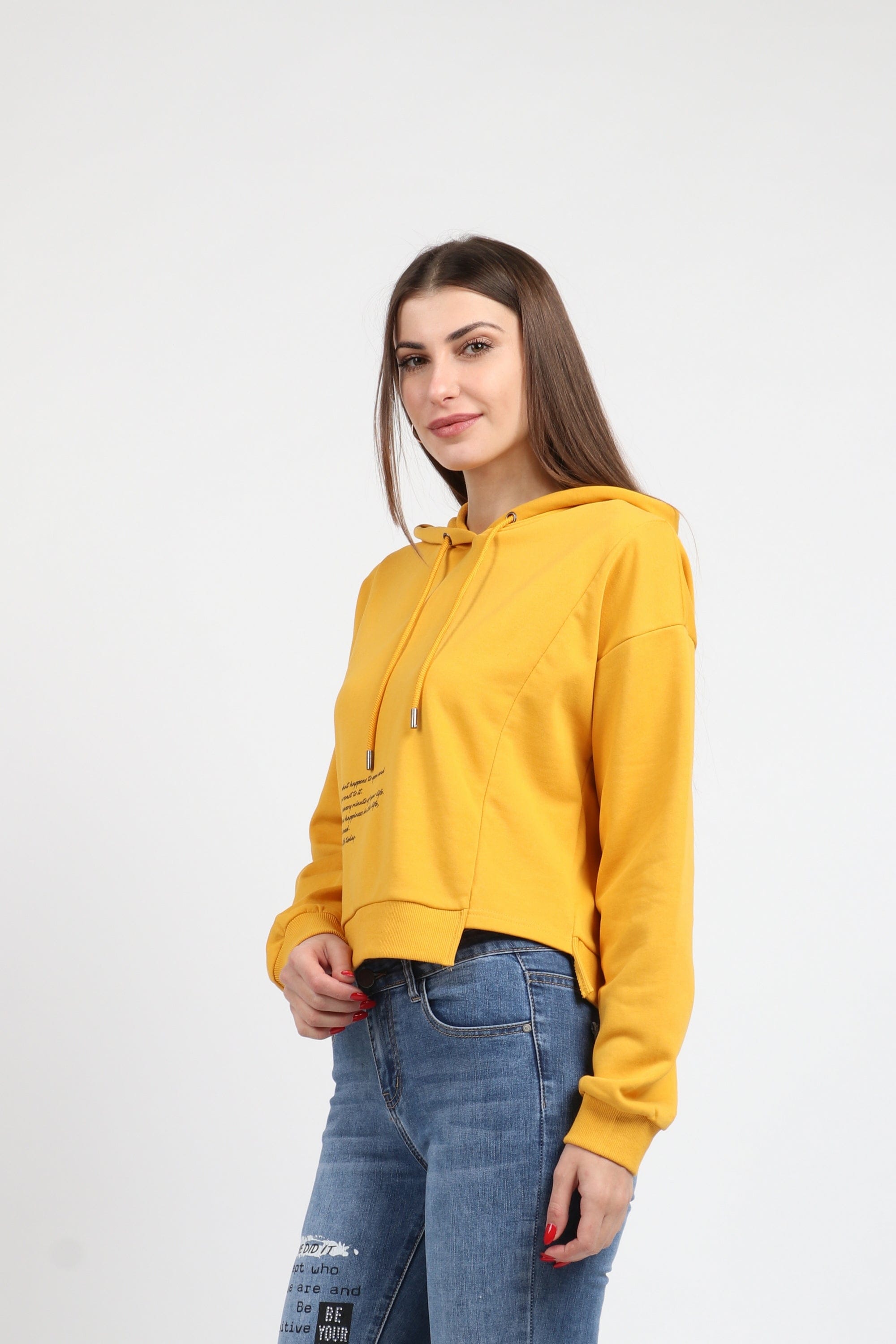 كيتشن هودي قصير بكم طويل وقبعة نسائي