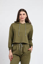 كيتشن بلوزة هودي نص بطن كم طويل نسائي