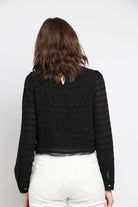 كيتشن بلوزة مخططة بالعرض لامعة كم طويل نسائي