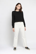 كيتشن بلوزة مخططة بالعرض لامعة كم طويل نسائي