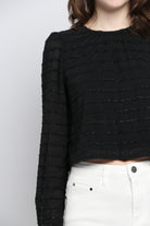 كيتشن بلوزة مخططة بالعرض لامعة كم طويل نسائي