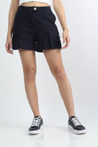 كيتشن بنطلون قصير سادة بزرار أمامي أزرق داكن