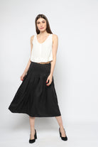 كيتشن بنطلون سادة كلوش من أسفل قصير أسود