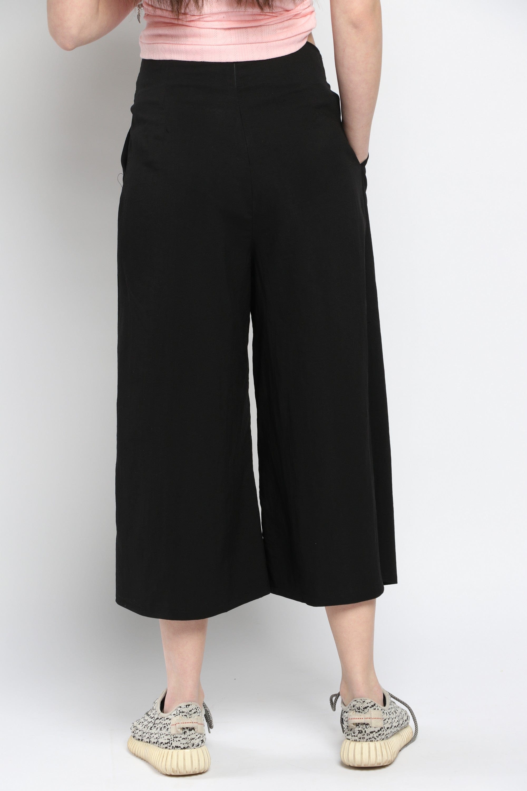 كيتشن بنطلون قصير سادة واسع خصر مرتفع نسائي