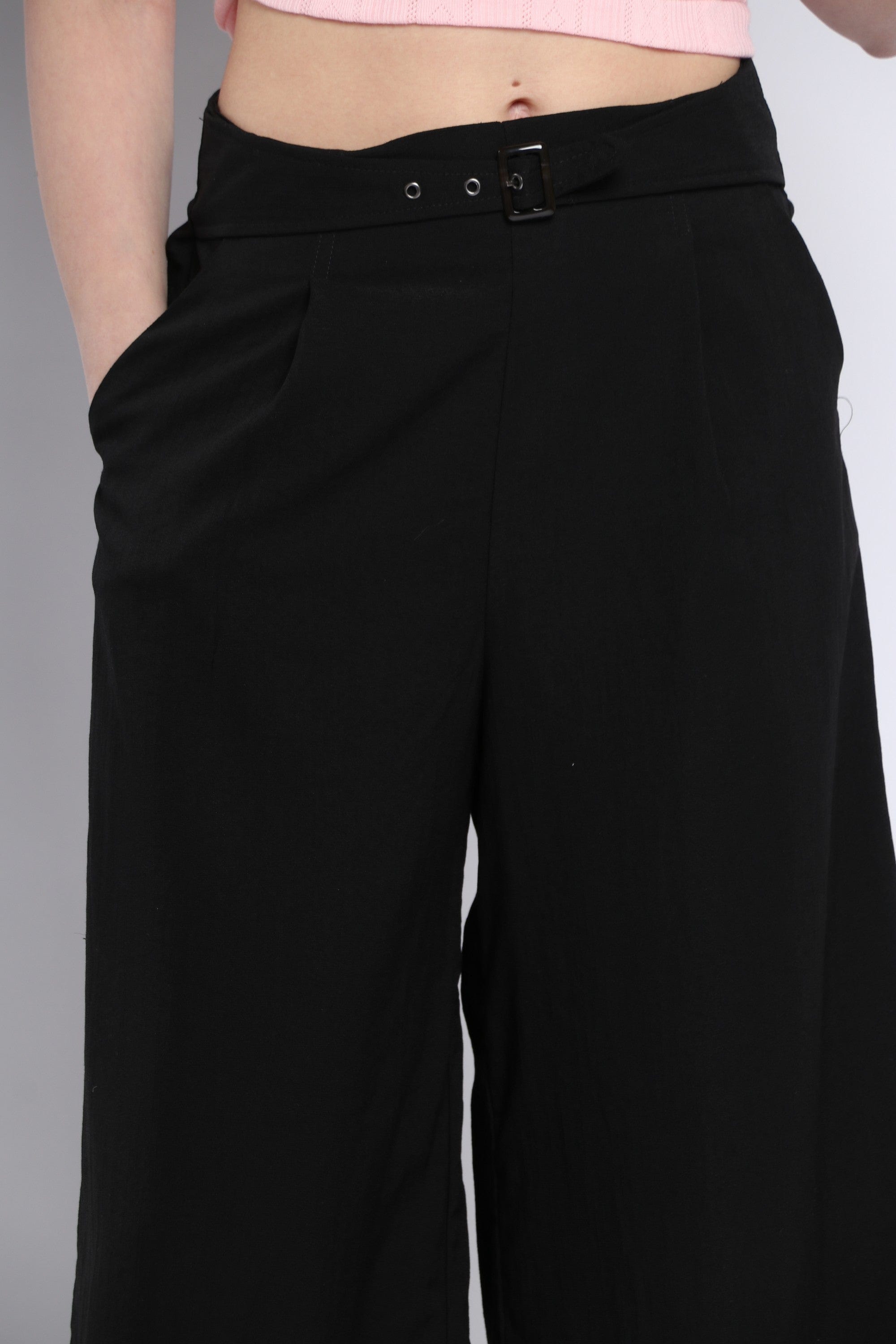 كيتشن بنطلون قصير سادة واسع خصر مرتفع نسائي