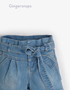 جينجرسنابس شورت بناتي جينز خصر عريض برباط أزرق