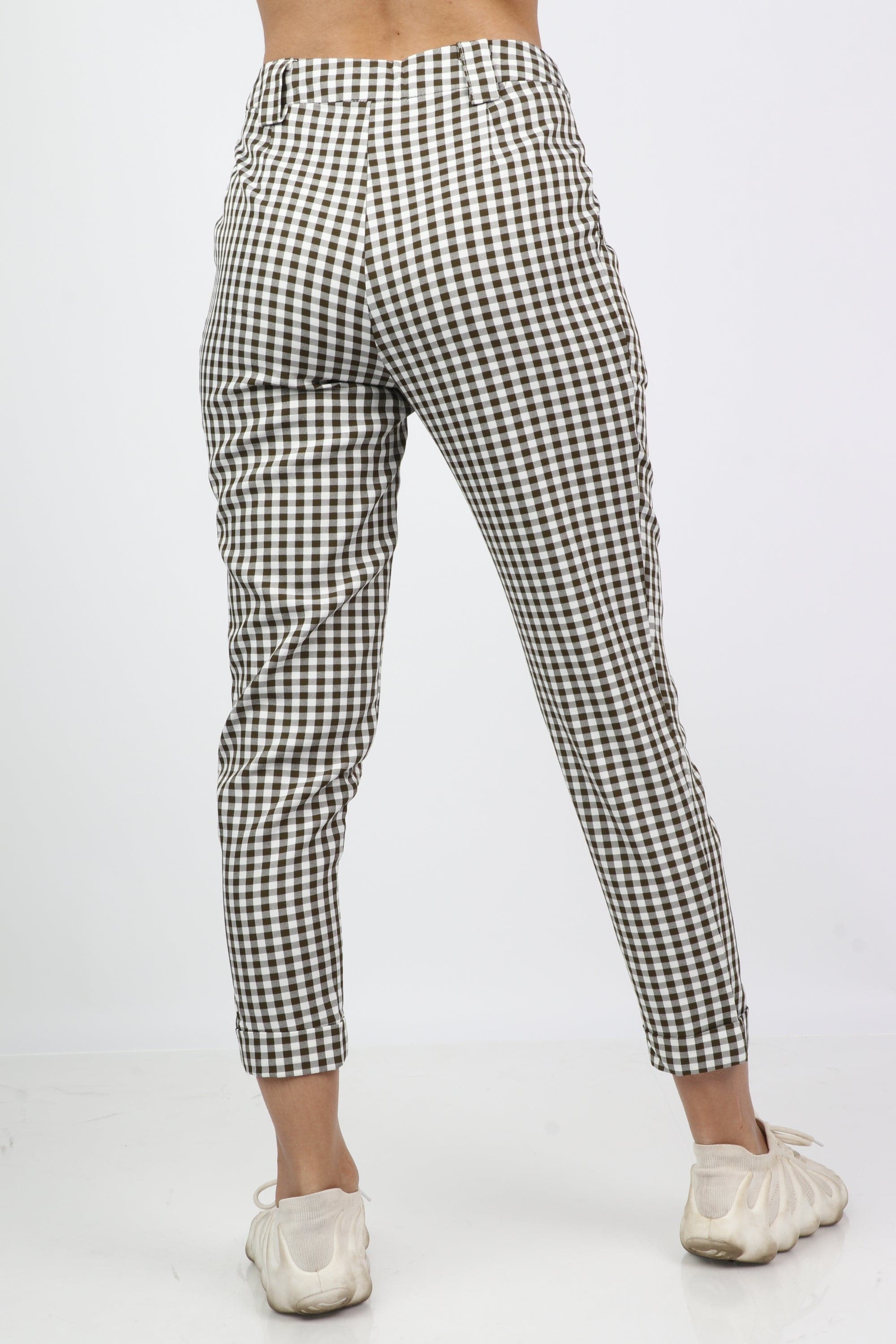 كيتشن بنطلون طويل مربعات خصر مرتفع نسائي