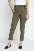 كيتشن بنطلون كلاسيك ضيق مع حزام طويل نسائي