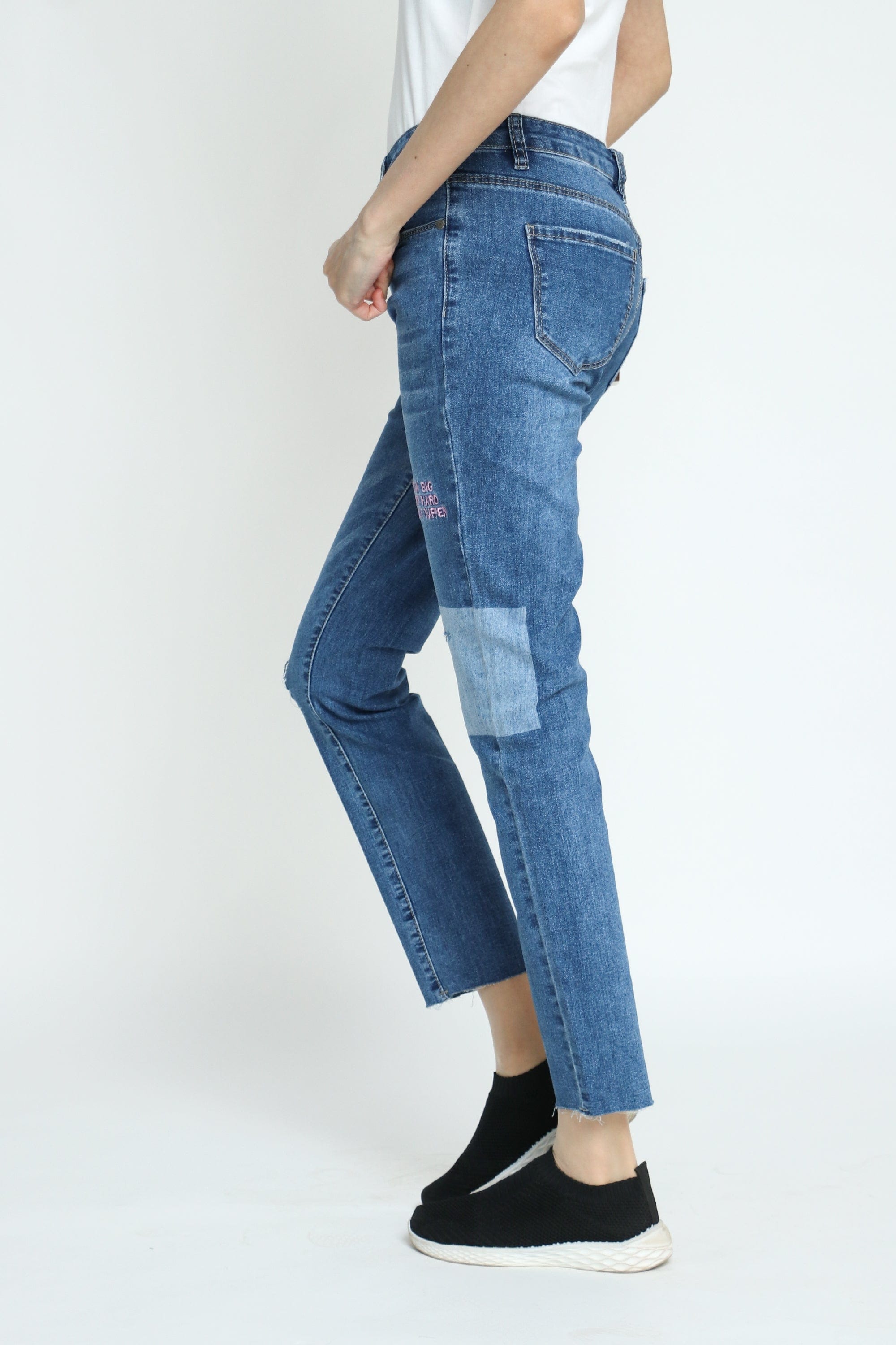 كيتشن بنطلون جينز بوي فريند طويل نسائي