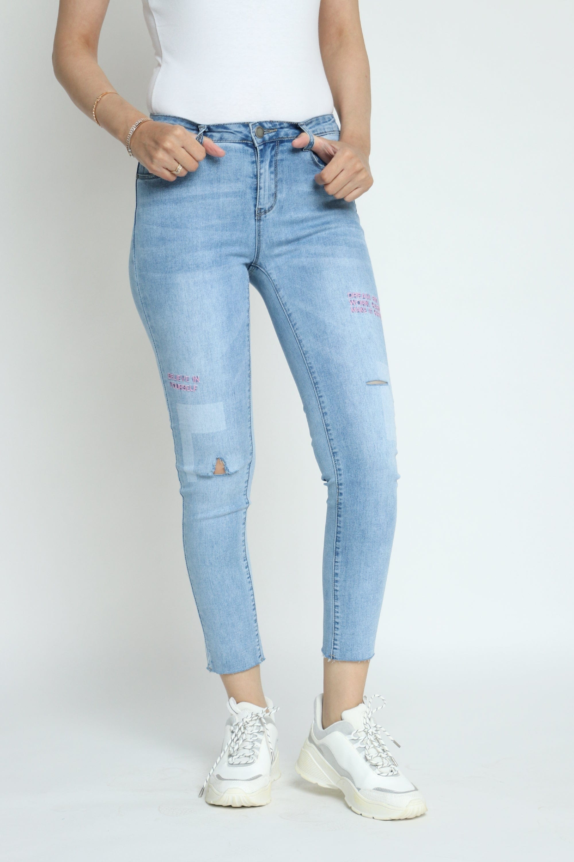 كيتشن بنطلون جينز بوي فريند طويل نسائي