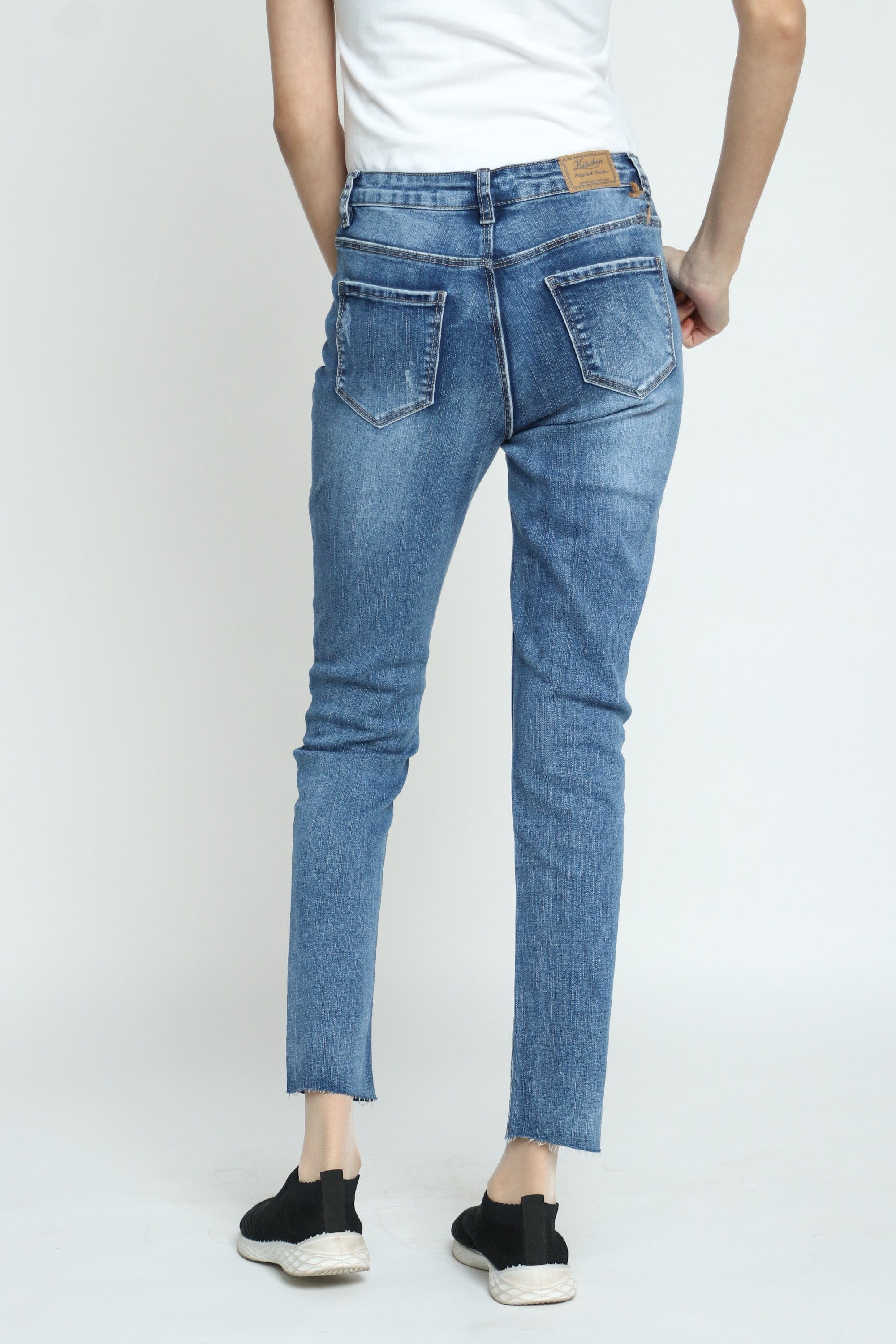 كيتشن بنطلون جينز بوي فريند طويل نسائي