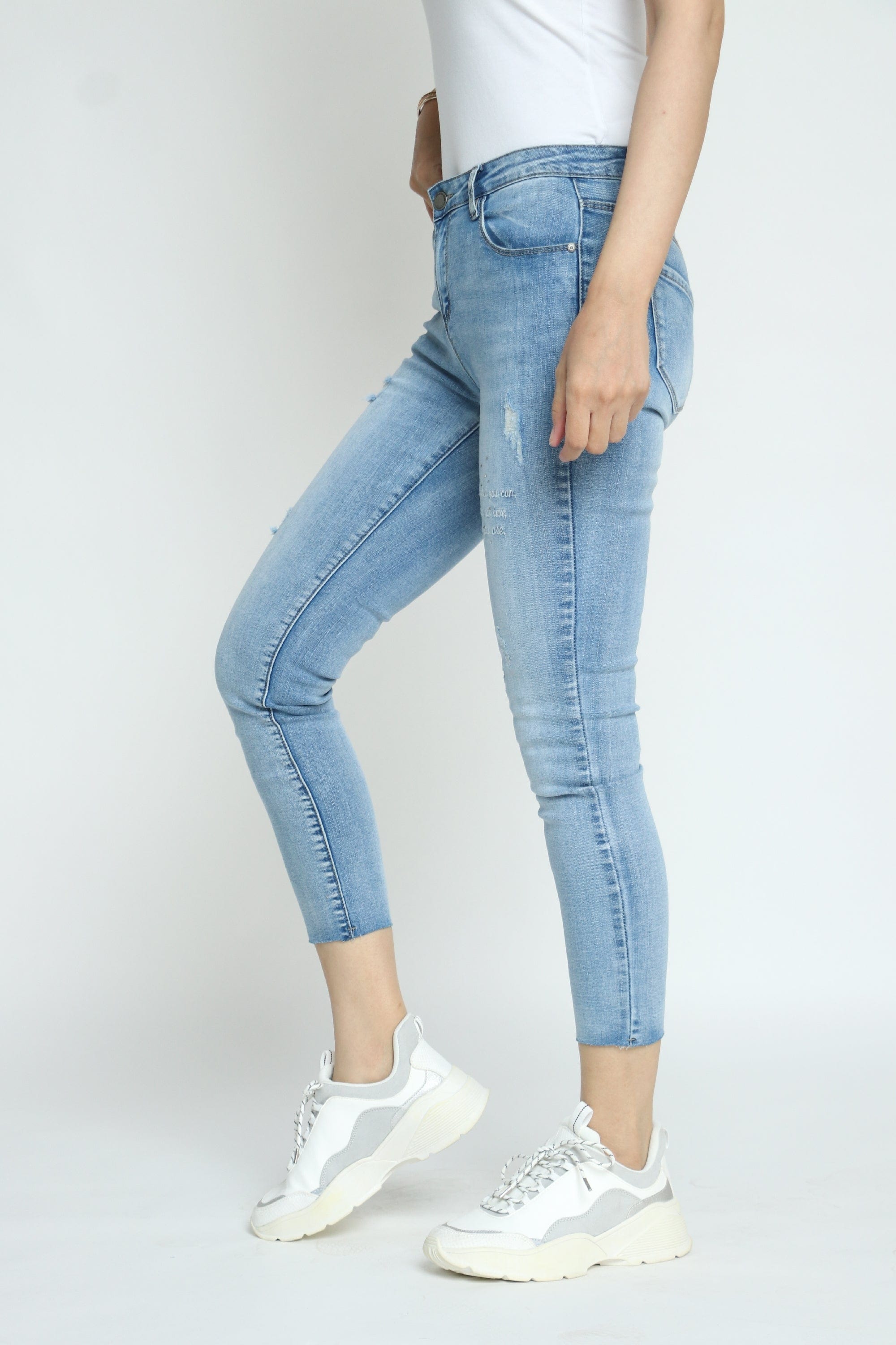 كيتشن بنطلون جينز بوي فريند طويل نسائي