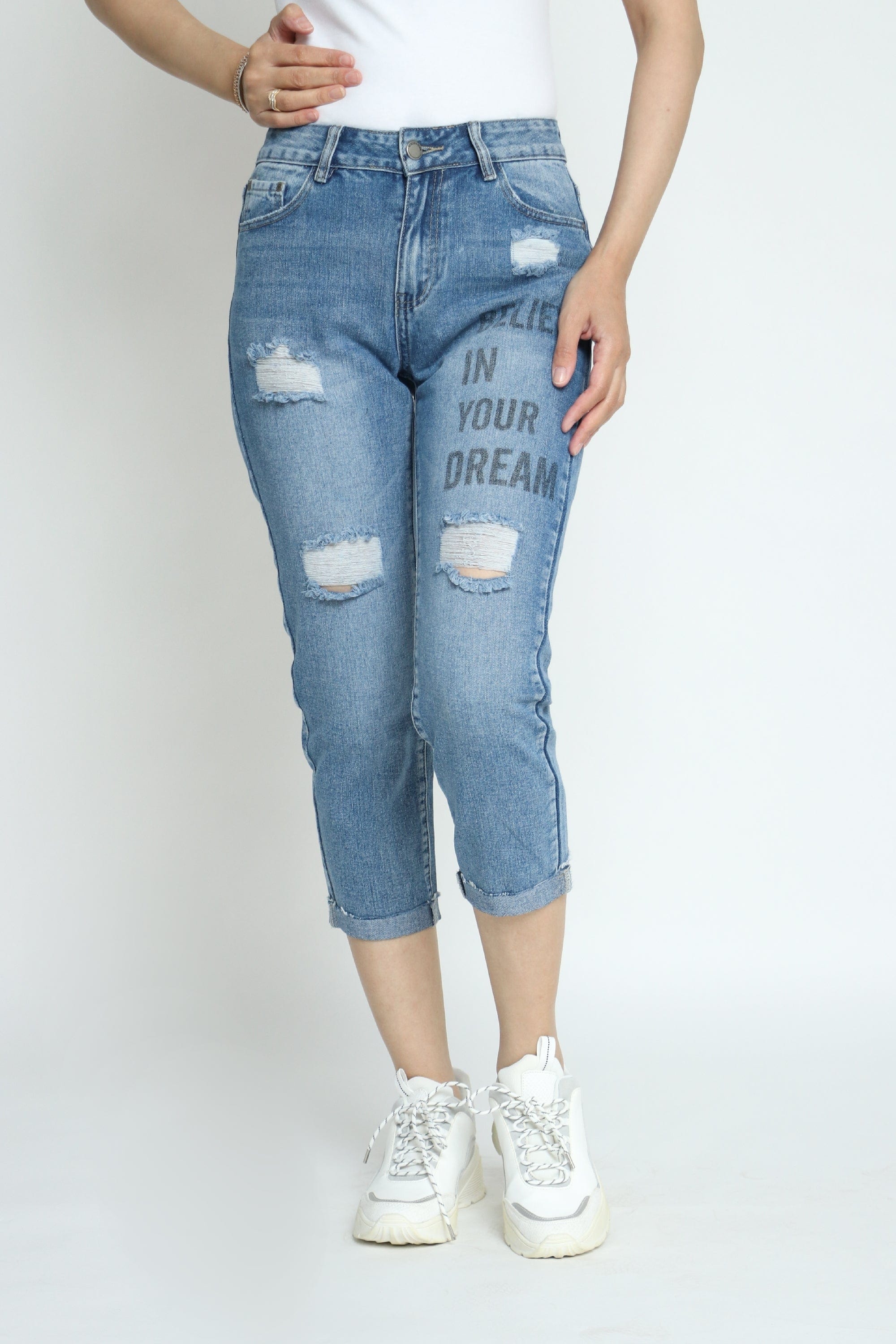 كيتشن بنطلون جينز مقطع طويل نسائي