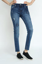 كيتشن بنطلون جينز سكيني مقطع طويل نسائي