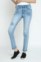 كيتشن بنطلون جينز سكيني مقطع طويل نسائي