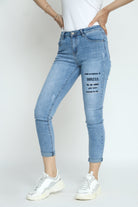 كيتشن بنطلون جينز بطبعة طويل نسائي