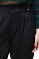 كيتشن بنطلون كلاسيك بزرار هاي ويست طويل نسائي أسود