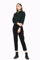 كيتشن بنطلون كلاسيك بزرار هاي ويست طويل نسائي أسود