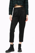 كيتشن بنطلون كلاسيك بزرار هاي ويست طويل نسائي أسود