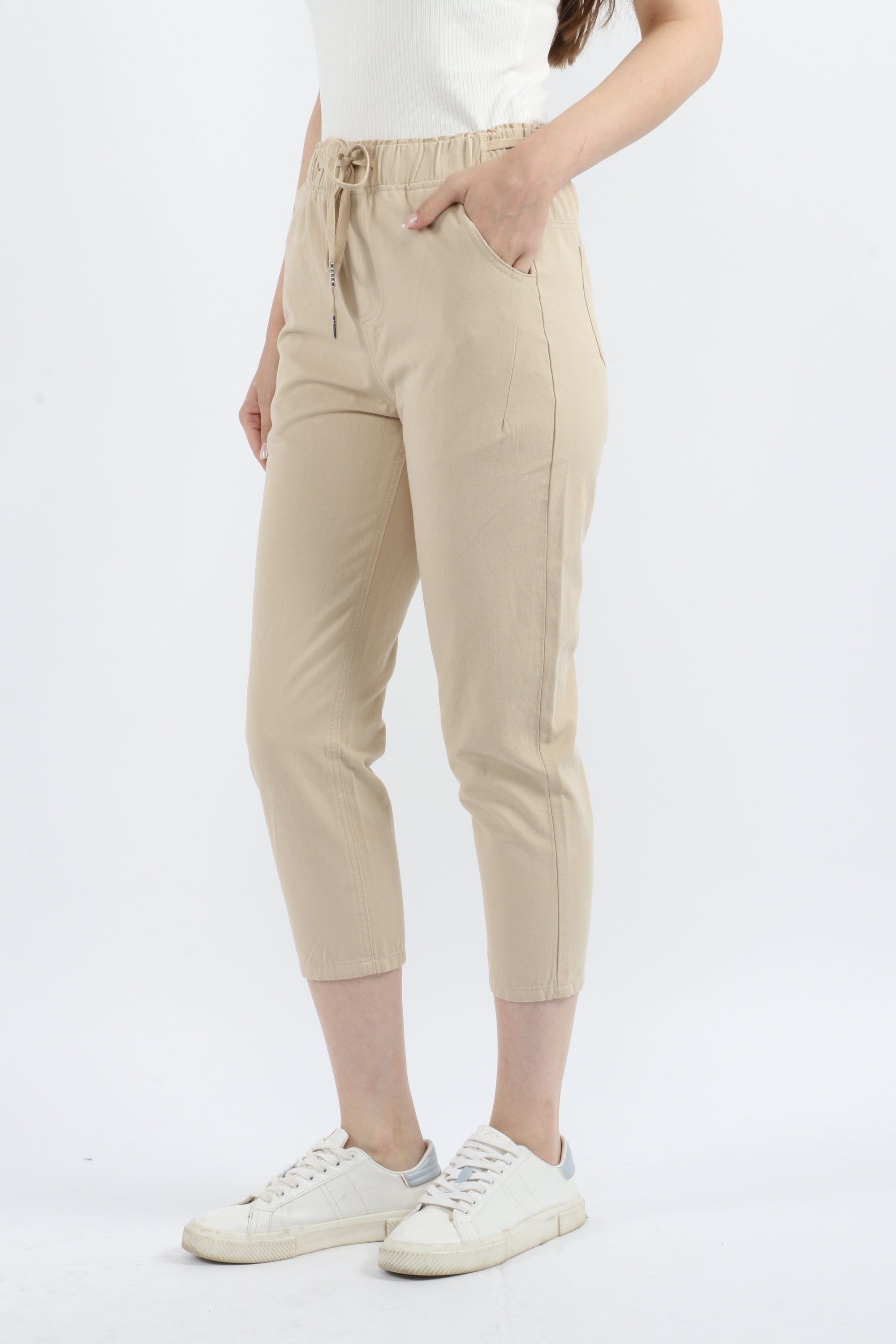 كيتشن سروال طويل سادة نسائي بخصر مطاطي