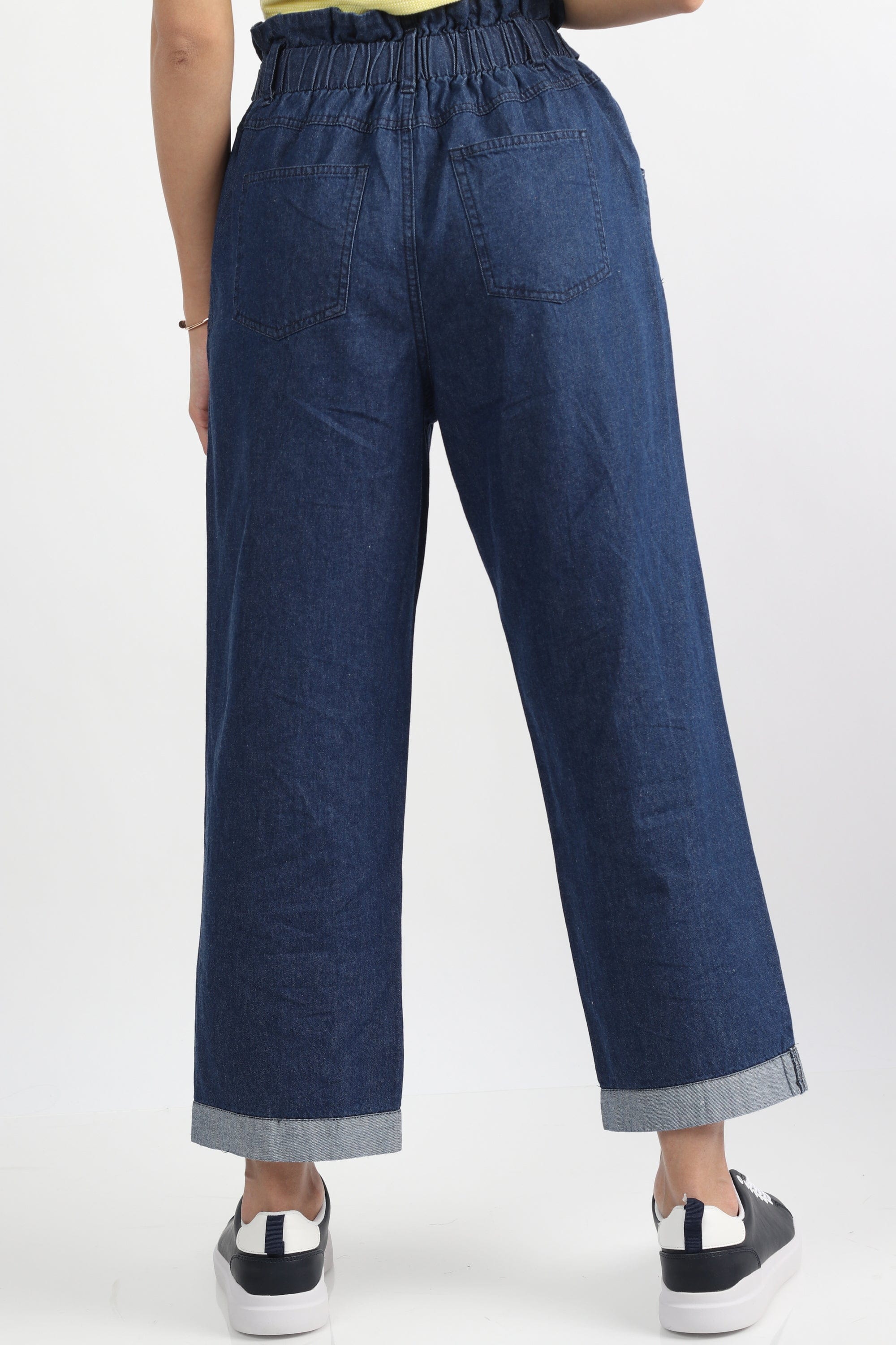 كيتشن بنطلون طويل جينز واسع خصر مرتفع نسائي