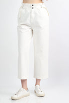 كيتشن بنطلون طويل جينز واسع خصر مرتفع نسائي