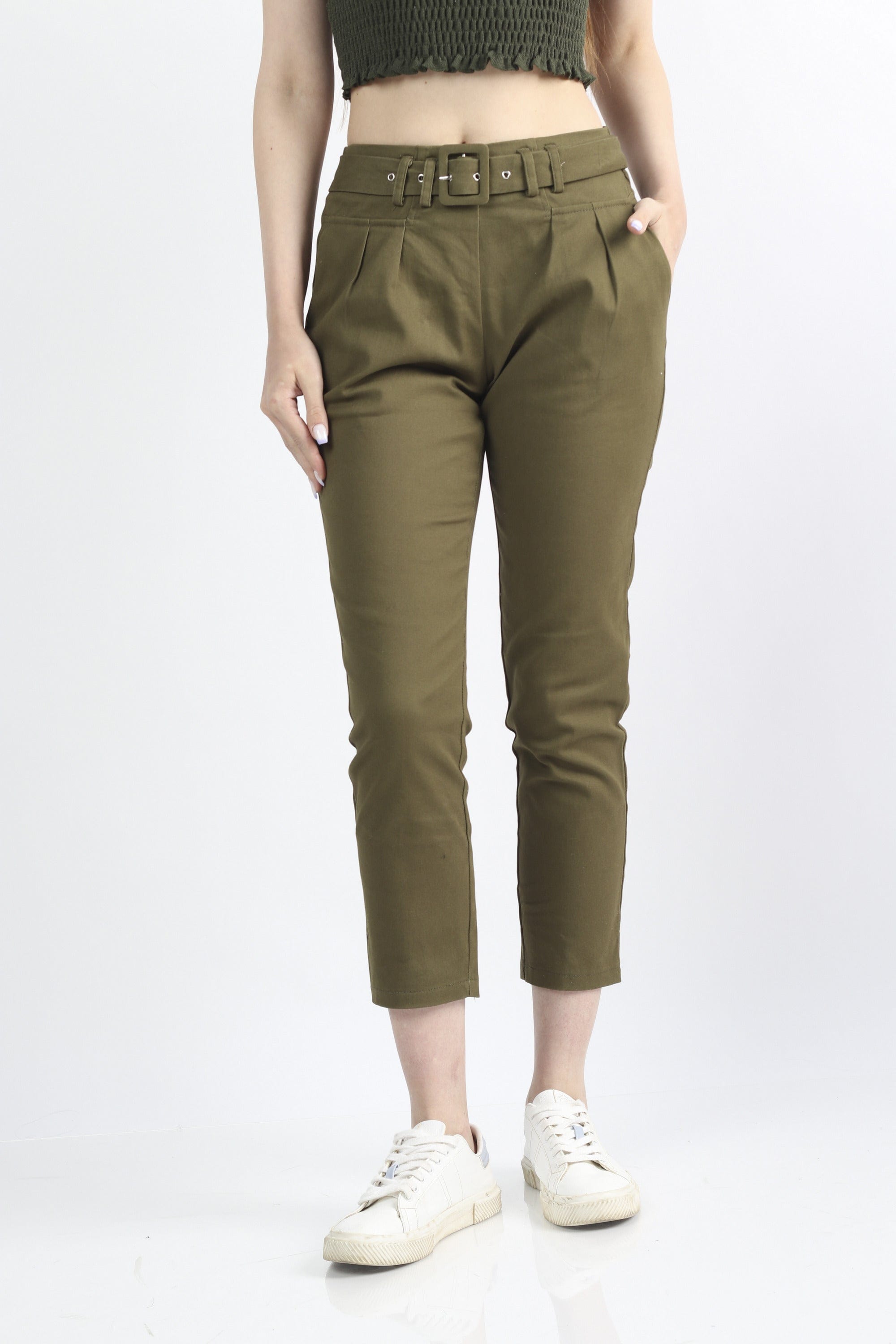 كيتشن بنطلون طويل سادة خصر مرتفع نسائي