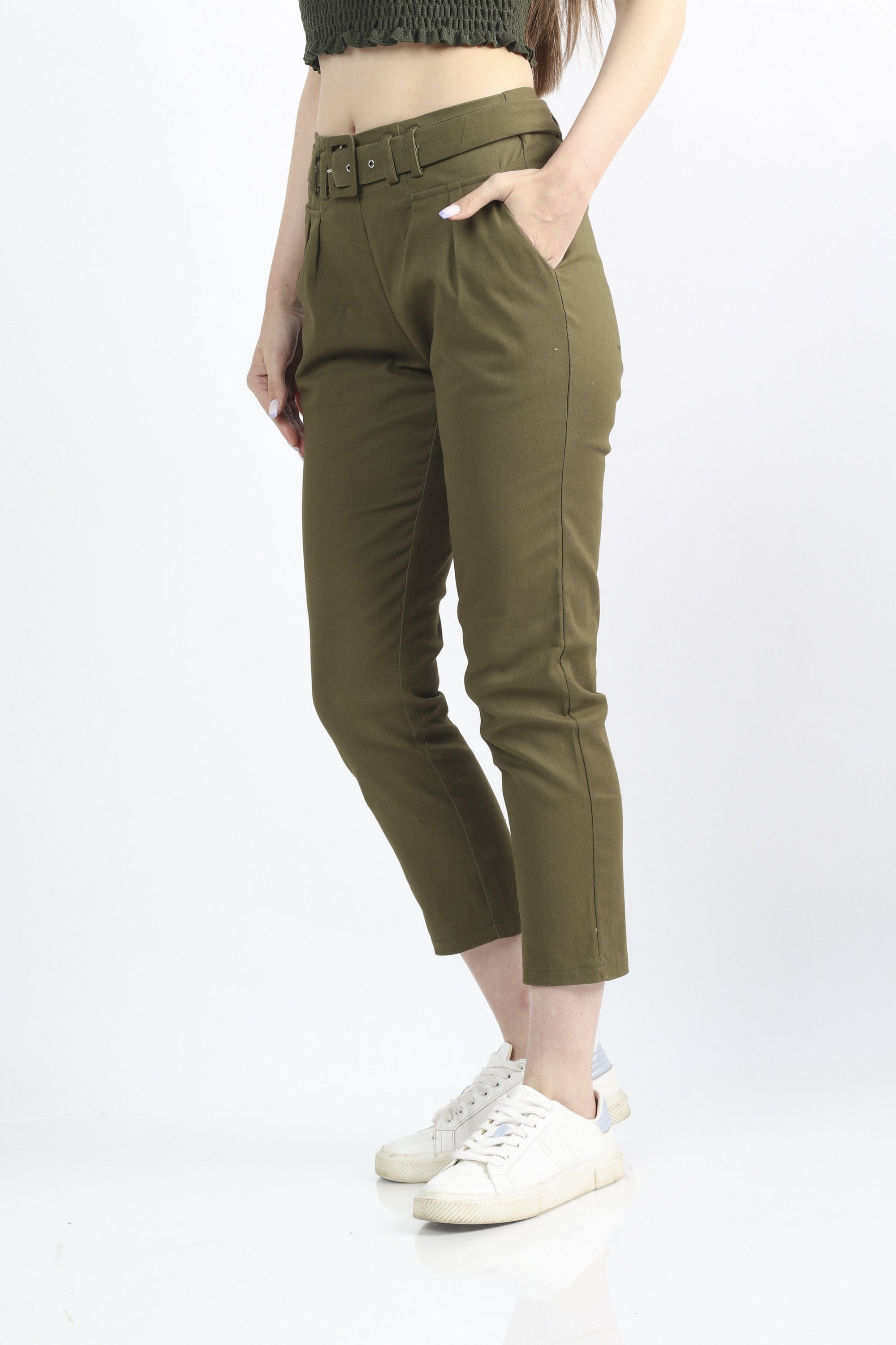 كيتشن بنطلون طويل سادة خصر مرتفع نسائي