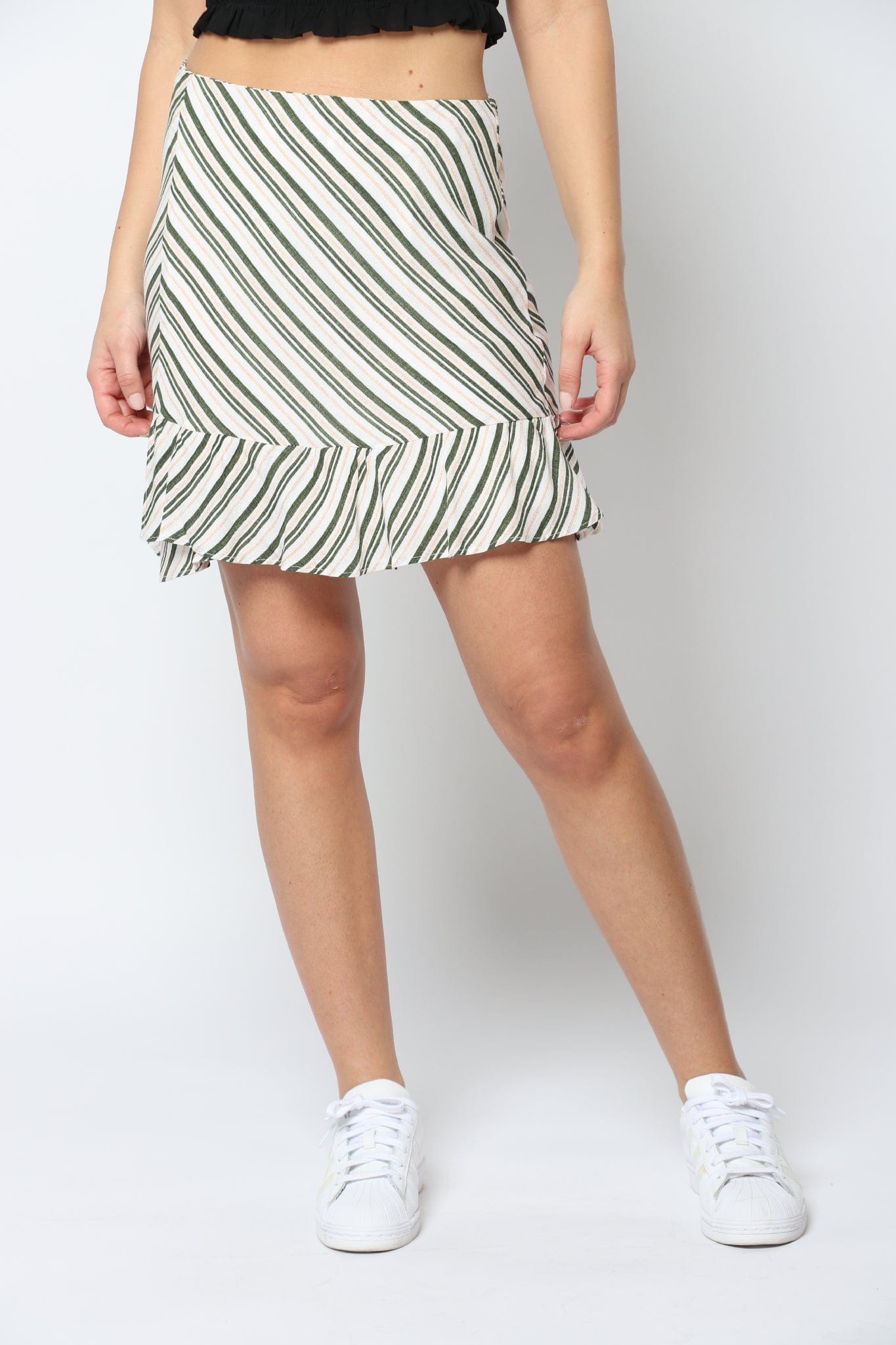 كيتشن تنورة مخططة قصيرة أخضر