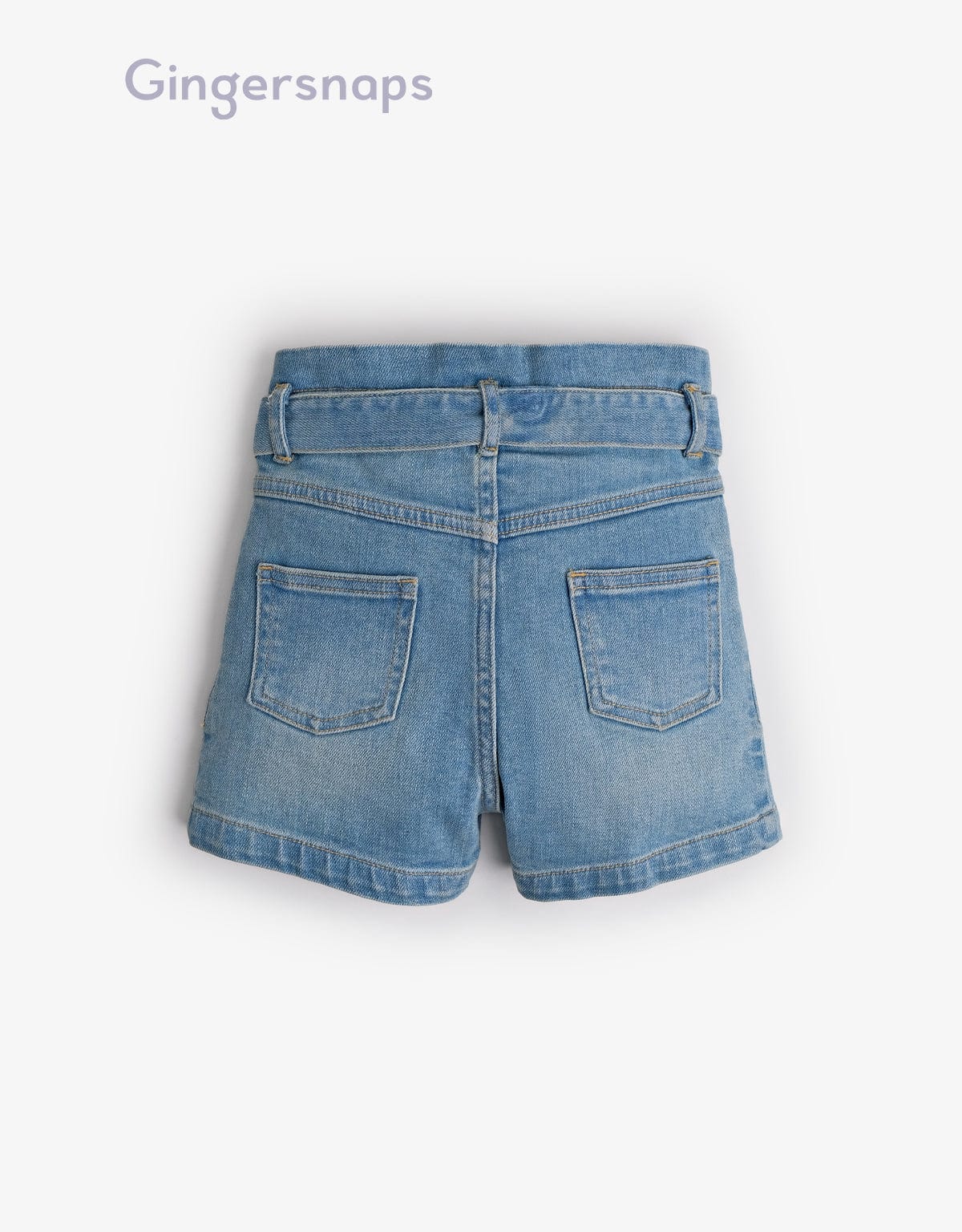 جينجرسنابس شورت بناتي جينز خصر عريض برباط أزرق
