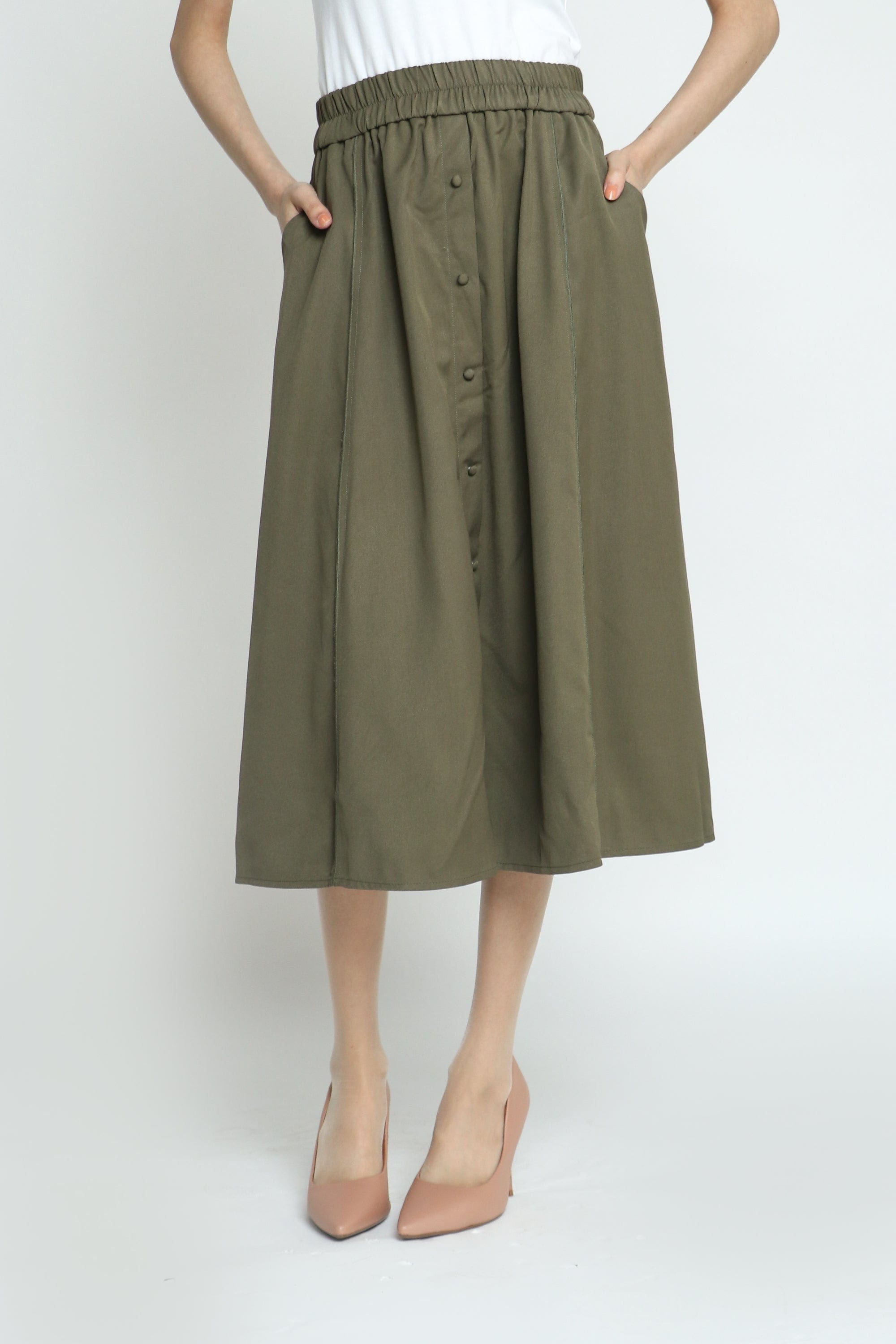 كيتشن تنورة ميدي سادة واسعة