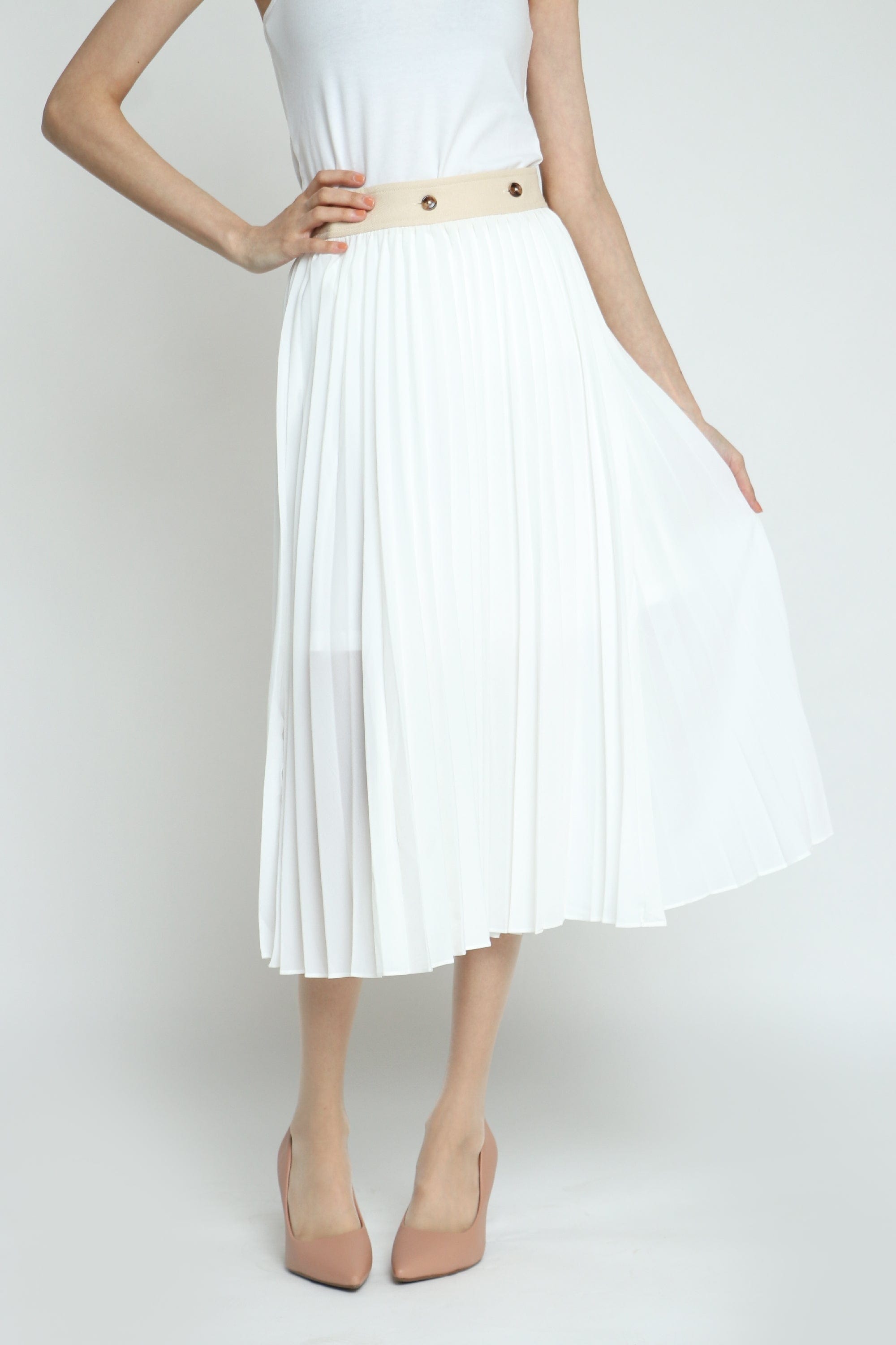 كيتشن تنورة ميدي بيليسيه هاي ويست بخصر مطاط