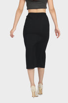 كيتشن تنورة ميدي هاي ويست سكيني أسود