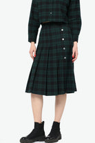 كيتشن تنورة ميدي كاروهات بأزرار جانبية بكسرات من الأسفل