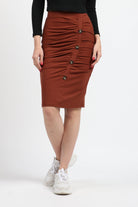 كيتشن تنورة ميدي للركبة سكيني بزراير أمامية