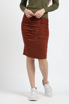 كيتشن تنورة ميدي للركبة سكيني بزراير أمامية