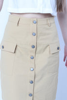 كيتشن تنورة ميدي نسائية مزينة بأزرار أمامية