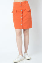 كيتشن تنورة ميدي نسائية مزينة بأزرار أمامية