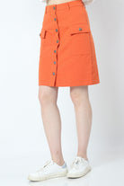 كيتشن تنورة ميدي نسائية مزينة بأزرار أمامية