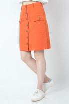 كيتشن تنورة ميدي نسائية مزينة بأزرار أمامية