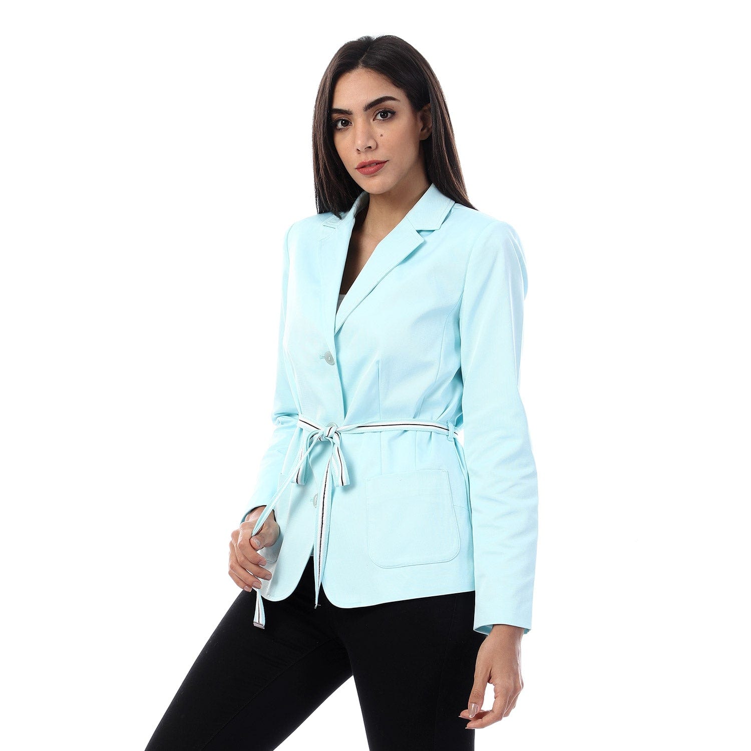 داليدرس جاكيت سادة بأزرار أمامية كم طويل نسائي